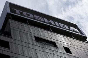 Logo of Toshiba Corp is pictured at its headquarters in Tokyo
